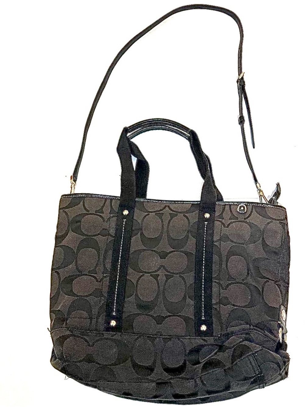 Coach Large Black Tote Bag Soft Jaquard with Adjustable Strap